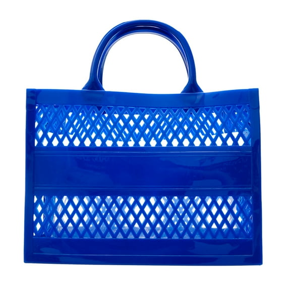 GDEGE Clutch Bag New Shopping Basket Portable Jelly Bag Large Capacity Basket Storage Basket Candy Color Hollow Beach Bag Fashion Big Capacity PVC Shopping Tote Bag Rubber Silicone Beach Bag