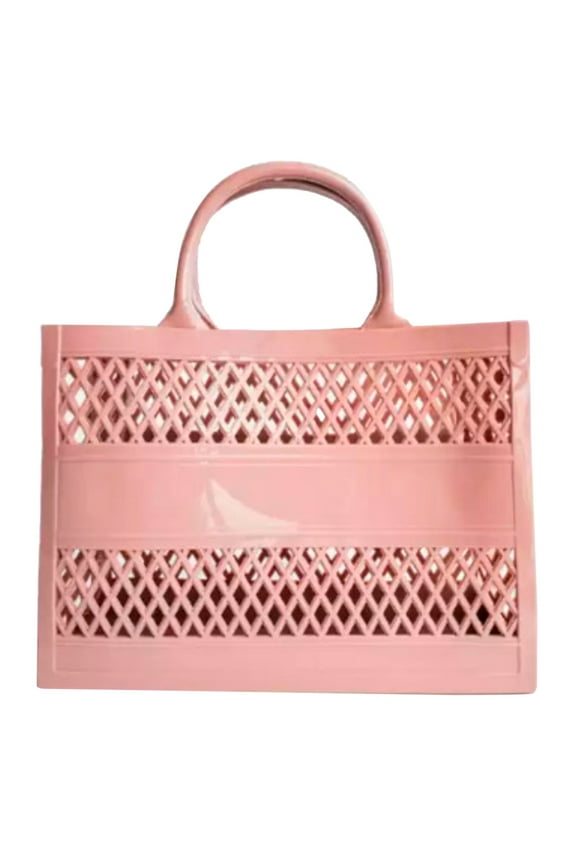 Clutch Bag New Shopping Basket Portable Jelly Bag Large Capacity Basket Storage Basket Candy Color Hollow Beach Bag Fashion Big Capacity PVC Shopping Tote Bag Rubber Silicone Beach Bag