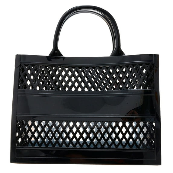 GDEGE Clutch Bag New Shopping Basket Portable Jelly Bag Large Capacity Basket Storage Basket Candy Color Hollow Beach Bag Fashion Big Capacity PVC Shopping Tote Bag Rubber Silicone Beach Bag