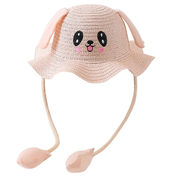 GDEGE Kids Baby Bunny Hat with Moving Ears Rabbit 𝐒traw Hat Jumping Ear Funny Cute Cap Wide Brim Sun Hat Boys&Girls Suit for 1 to 8 Years