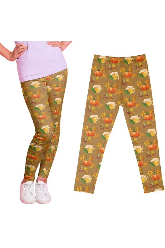 Kids Girls Pants Halloween Printed Girls' Leggings High Stretch Tights Toddlers Outdoor Sports Trousers for 3 To 9 Years