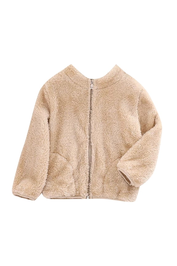 Little/Big Kids Boys and Girls Fall Long Sleeved Jacket Solid Color Short Pile Coral Jacket Casual jacket Beautiful Fashion jacket Home Party jacket Daily Wear School