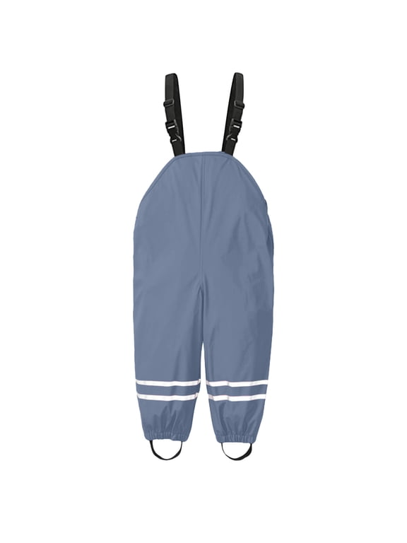 Long Rain Pants Toddler Kids Boys Girls Suspender Rain Dung-arees Windproof Proof Water Mud Jumpsuit Rain Pants for 1 to 8 Years