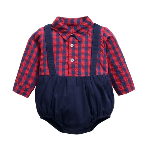 GDEGE Toddler Kids Child Baby Boys Long Sleeve Plaid Patchwork Romper Bodysuit Outfits Casual Jumpsuit Beautiful Fashion Jumpsuit Home Party Jumpsuit