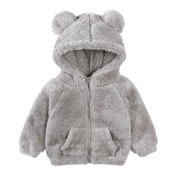 GDEGE Toddler Kids Girls Boys Full Zip Up Hooded Jacket Coat Bear Ear Long Sleeve Thick Outerwear Snowsuit Casual jacket Beautiful Fashion jacket Home Party jacket