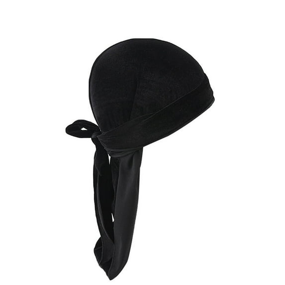 GDEGE Velvet Cap for Men and Women Soft Velvet Durag Headwraps with Long Tail and Wide Straps Elastic Wave Cap Long Tail Headwraps Wide Straps Waves for 360 Wave