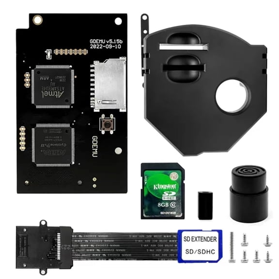 GDEMU V5.15 & V5.15b Optical Drive Emulation Board for Dreamcast - Remote Card Mount Kit with SD Extension Cable, Compatible with DC VA1 Console (Black V5.15b+8G SD card)