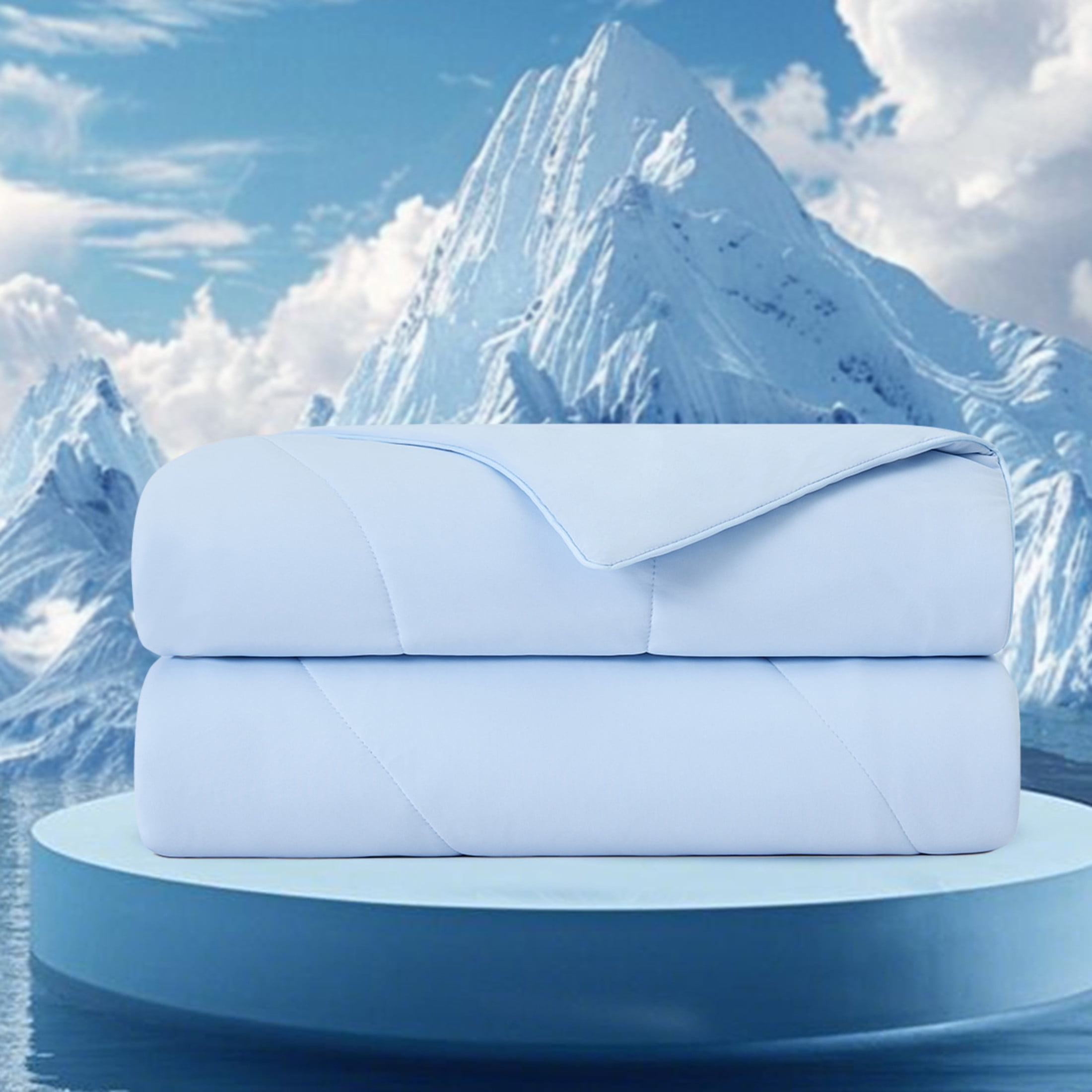 GDF Studio 108x90" King/Cal King Cooling Down Alternative Comforter, All-Season Bedding for Hot Sleepers, Ice Blue