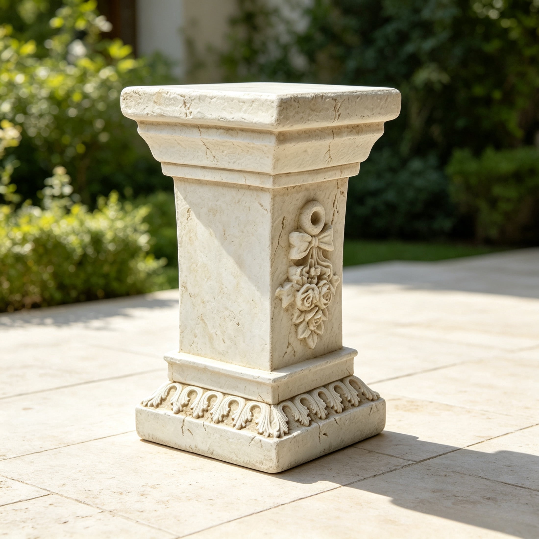 GDF Studio 11" Ancient Greek Style Carved Roman Column Pedestal, Garden Display Stand for Statues & Ornaments