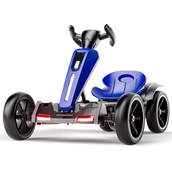 GDF Studio 12V Foldable Electric Kids Go Kart with Adjustable Seat, VA Wheels, Blue