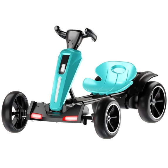 GDF Studio 12V Foldable Electric Kids Go Kart with Adjustable Seat, VA Wheels, Light Blue