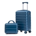 thumbnail image 1 of GDF Studio 2-Piece Hardside Luggage Set, Carry On Suitcase with Cosmetic Case, TSA Lock and Spinner Wheels, Dark Blue, 1 of 11