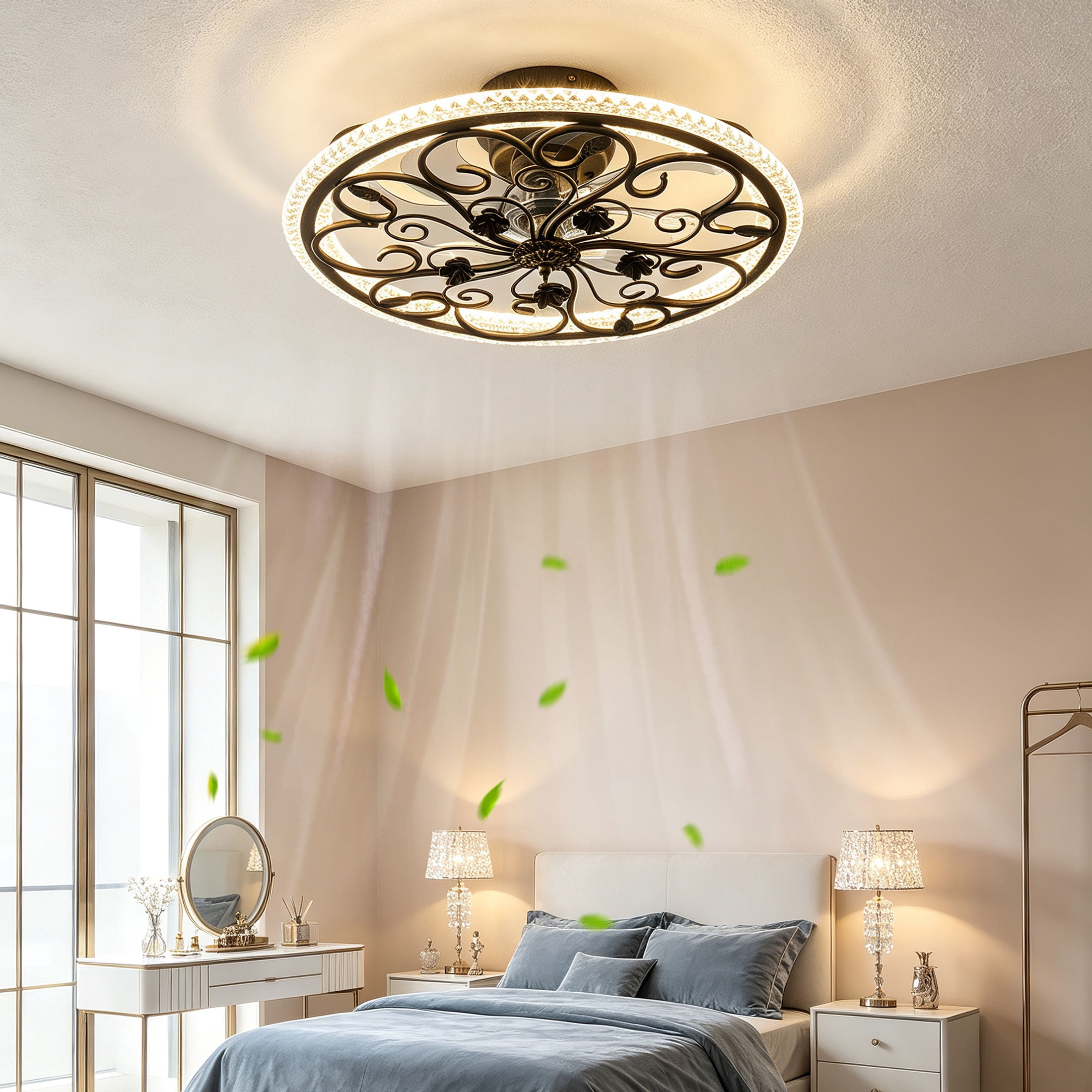 GDF Studio 20" Rustic Caged Ceiling Fan with LED Light & Remote Control ...