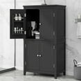 thumbnail image 1 of GDF Studio 23.6" Elegant Bathroom Floor Cabinet with 4 Doors, Storage Organizer, Adjustable Shelf, Black, 1 of 12