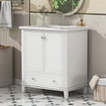 thumbnail image 1 of GDF Studio 30" Bathroom Vanity with Sink, Freestanding Cabinet with Large Drawer and Adjustable Shelf, White, 1 of 9