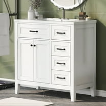 GDF Studio 36" Bathroom Vanity with Sink Combo, Freestanding Cabinet with Drawers, Solid Wood Frame, White