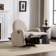 GDF Studio 360  Swivel and Glider Recliner Chair, Boucle Upholstered, Solid Wood Base, Almond