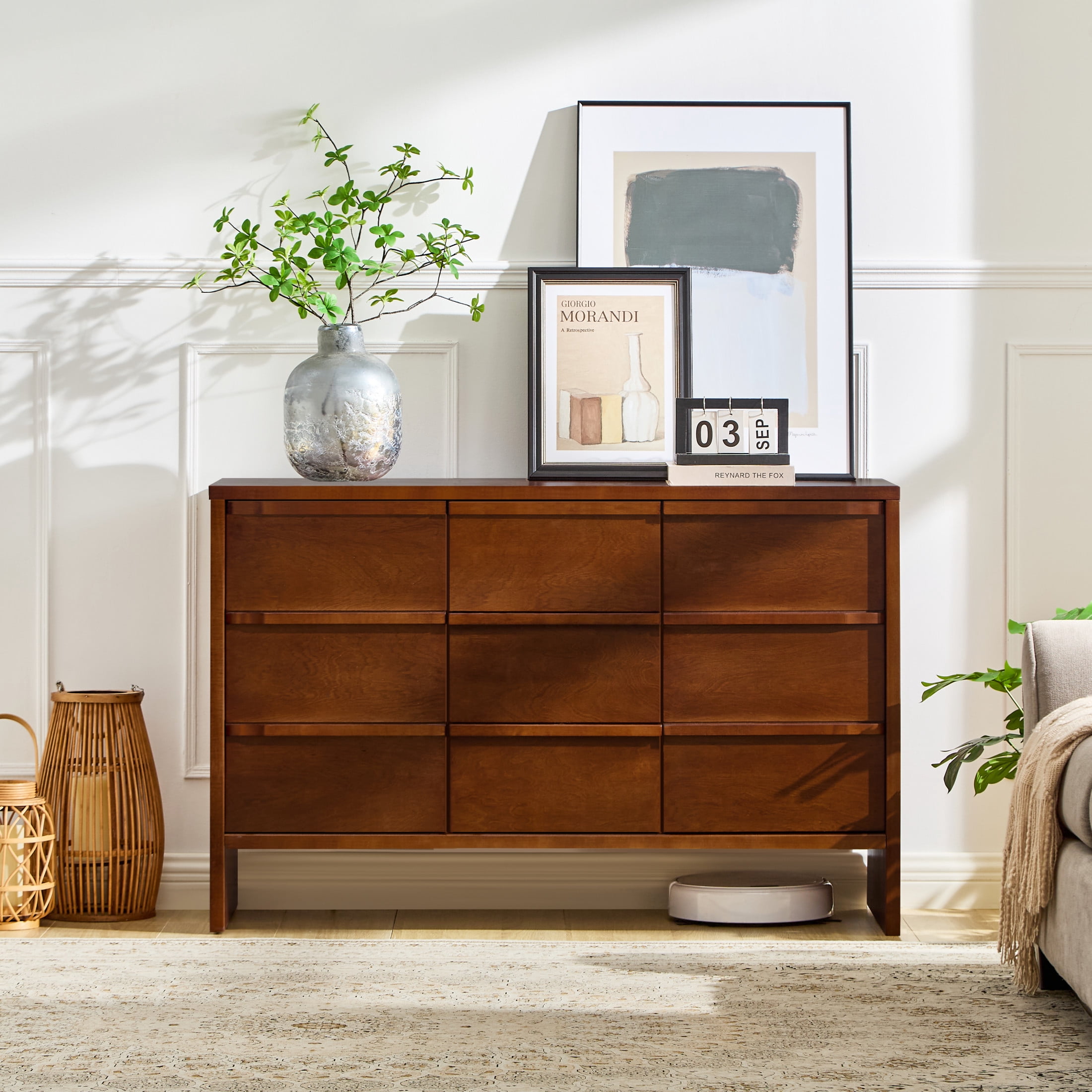 GDF Studio 47.3-Inch Sideboard Buffet Cabinet with 2 Doors, Drawers & Adjustable Shelves, Walnut