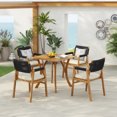 thumbnail image 1 of GDF Studio 5-Piece Acacia Wood Outdoor Dining Set with Black Rope-Woven Chairs and Teak-Finish Table, 1 of 16