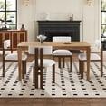 thumbnail image 1 of GDF Studio 5-Piece Mid-Century Modern Dining Set with Rectangular Table & Upholstered Chairs, White+Natural, 1 of 17