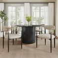 thumbnail image 1 of GDF Studio 5-Piece Morden Dining Set with Round Pedestal Table and Modern Gold-Trimmed Upholstered Chairs, 1 of 13
