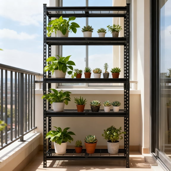 GDF Studio 5-Tier Heavy-Duty Garage Shelving Unit, Adjustable Steel Storage Rack, Boltless Assembly, Black