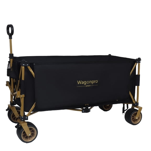 GDF Studio 51" Extra Long Foldable Utility Wagon, Steel Frame, Heavy-Duty Capacity with Space-Saving Fold, Black