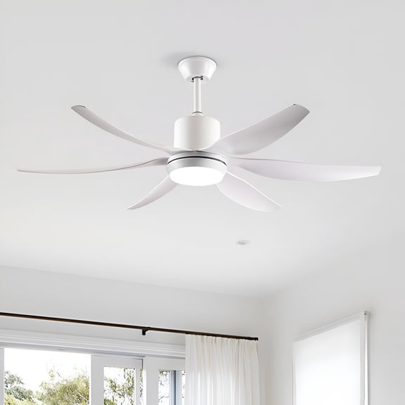 GDF Studio 56" Ceiling Fan with LED Light, ABS Blades, 6-Speed Reversible Remote Control, White