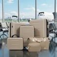 thumbnail image 1 of GDF Studio 6-Piece ABS Hardshell Luggage Set with Spinner Wheels, Cosmetic Case, and Travel Bags, Khaki, 1 of 20
