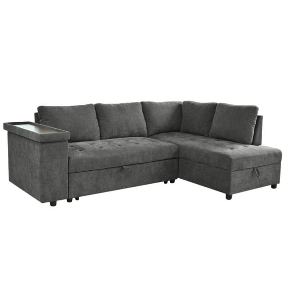 GDF Studio 67-Inch Sofa Bed with Hidden Storage, Dark Gray