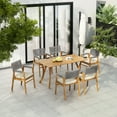 thumbnail image 1 of GDF Studio 7-Piece Acacia Wood Dining Set with Grey Rope-Woven Chairs and Teak-Finish Table, 1 of 16