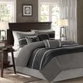 thumbnail image 1 of GDF Studio 7-Piece Cozy King Comforter Set, Faux Suede Bedding Set with Embroidered Pillows, Black, 1 of 8