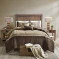 thumbnail image 1 of GDF Studio 7 Piece Faux Suede King Comforter Set with Pillows, Lodge Cabin Design, Brown, 1 of 9