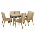 thumbnail image 1 of GDF Studio 7-Piece Rubberwood Dining Set with Cushioned Seats, Cane Rattan Webbing, Natural and Charcoal Gray Finish, Seats 6, 1 of 13