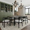 thumbnail image 1 of GDF Studio 7-Piece Rubberwood Dining Set with Rectangular Table and U-Shaped Dining Chairs, Black+Beige, 1 of 16