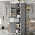 thumbnail image 1 of GDF Studio 72.1" Tall Bathroom Storage Cabinet with Drawer, 2 Different Size Doors, Adjustable Shelf, Gray, 1 of 12