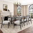 thumbnail image 1 of GDF Studio 9-Piece Rubberwood Dining Set with Rectangular Table and Cushioned Seats, Beige+Black, 1 of 14