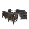 thumbnail image 1 of GDF Studio Abena Outdoor 8 Seater Acacia Wood Chat Set with Cushions, Gray and Dark Gray, 1 of 11