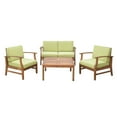 thumbnail image 1 of GDF Studio Abena Outdoor Acacia Wood 4 Seater Chat Set with Cushions, Teak and Green, 1 of 13