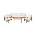thumbnail image 1 of GDF Studio Abena Outdoor Acacia Wood 6 Seater Sofa and Club Chair Set, Teak and Cream, 1 of 13