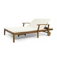 thumbnail image 1 of GDF Studio Abena Outdoor Acacia Wood Double Adjustable Chaise Lounge with Cushions, Teak and Cream, 1 of 10