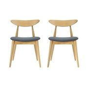 GDF Studio Abitha Mid Century Modern Fabric Upholstered Dining Chairs, Set of 2, Gray and Natural Oak
