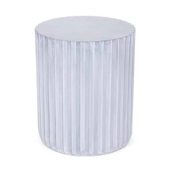 GDF Studio Abney Outdoor Lightweight Concrete Side Table, Gray Blue