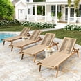 thumbnail image 1 of GDF Studio Acacia Wood Outdoor Chaise Lounges with Rope Seating and Adjustable Positions, Teak+ Beige, Set of 4, 1 of 18