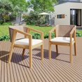thumbnail image 1 of GDF Studio Acacia Wood Outdoor Upholstered Dining Chairs with Rope Design and Cushions, Light Teak, Set of 2, 1 of 14