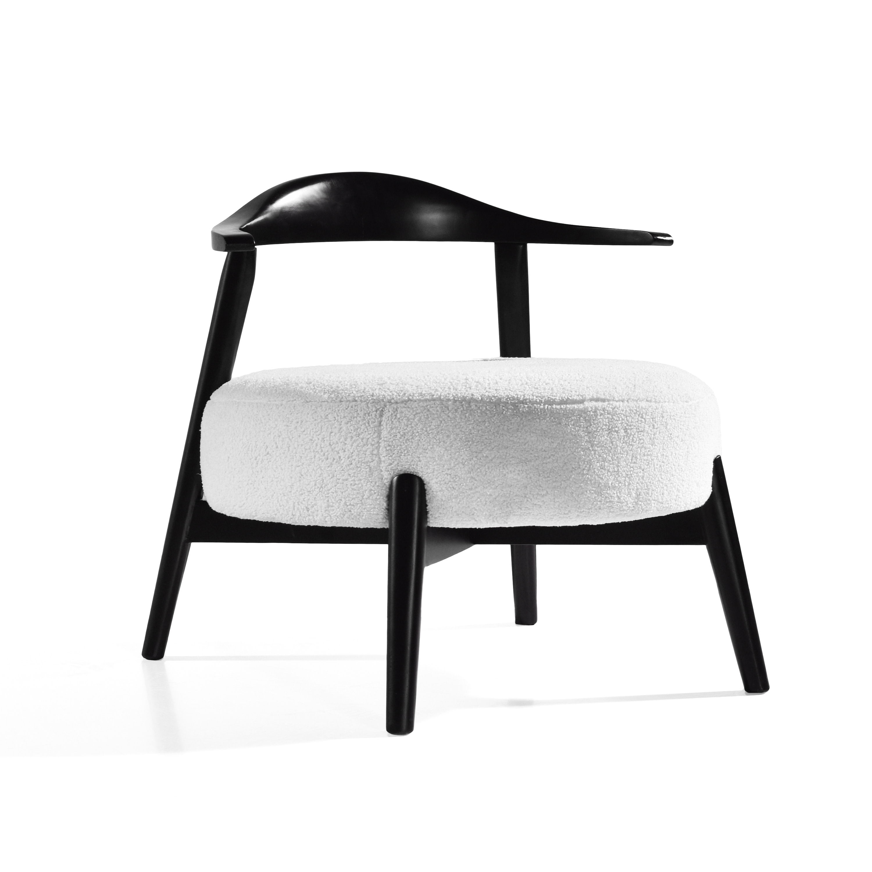 GDF Studio Acamar Polyester and Birch Wishbone Accent Chair, White + Black