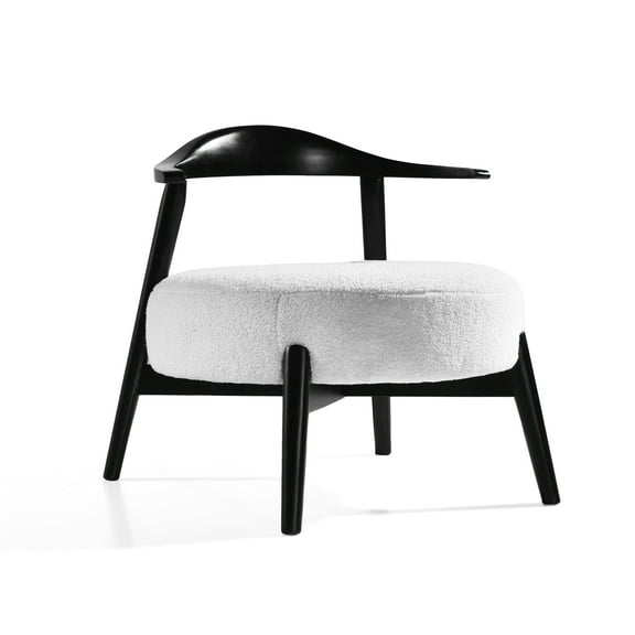 GDF Studio Acamar Polyester and Birch Wishbone Accent Chair, White + Black