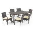 thumbnail image 1 of GDF Studio Acker Outdoor Wicker 7 Piece Dining Set with Cushion, Multibrown and Cream, 1 of 13