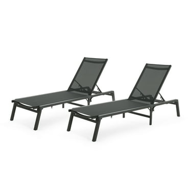 GDF Studio Adjustable Outdoor Patio Folding Chaise Lounges with Aluminum Frame and Breathable Fabric, Set of 2