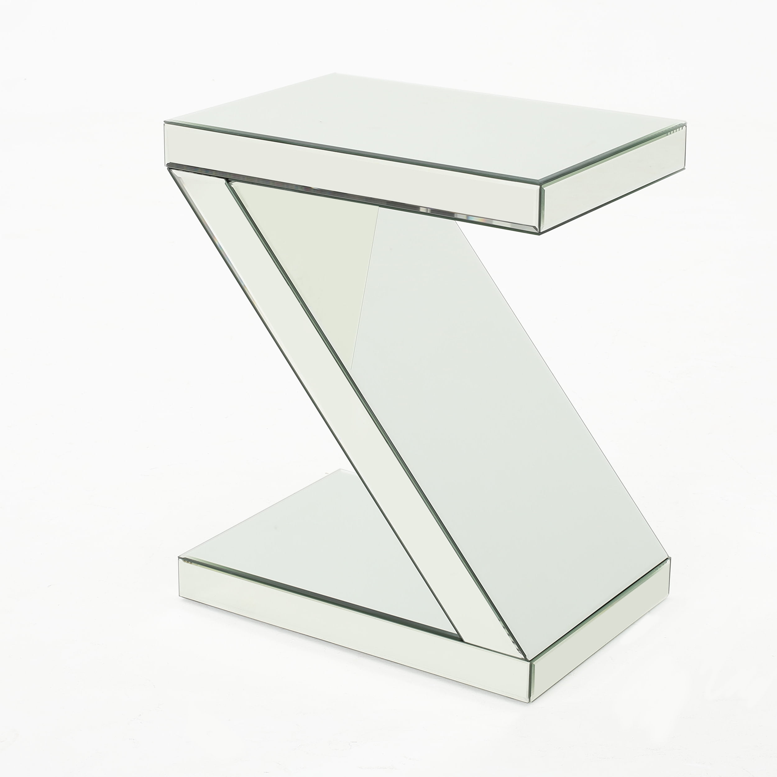 GDF Studio Adu Mirrored Z Shaped Side Table